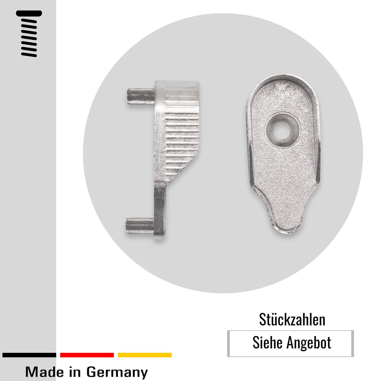 2 Schrankrohrlager für Schrankrohr 15 mm - Kleiderstangen Halterung, Zinkdruckguss vernickelt - Klama - Möbelzubehör