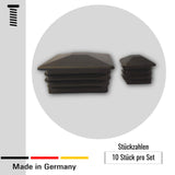 OL 20 St. Zierstopfen/Sichtstopfen/Endstopfen für Quadratrohre mit Rohrwandstärke 1,5-2 mm / 25x25 mm - Klama - Möbelzubehör