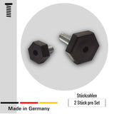 2 Bodenausgleichsschrauben Kunststoff, sechskant, schwarz, mit Gewindebolzen Stahl verzinkt - Klama - Möbelzubehör