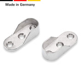 2 Schrankrohrlager für Schrankrohr 15 mm - Kleiderstangen Halterung, Zinkdruckguss vernickelt - Klama - Möbelzubehör