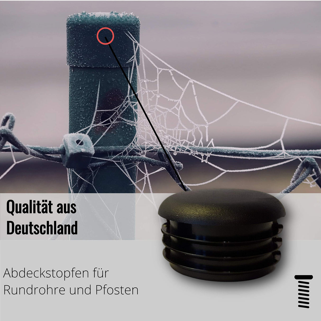 20 Gleiter/Stopfen, Kunststoff schwarz mit Lamellen gerundeter Kopf für runde Rohre - Klama - Möbelzubehör