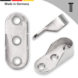 2 Schrankrohrlager für Schrankrohr 15 mm - Kleiderstangen Halterung, Zinkdruckguss vernickelt - Klama - Möbelzubehör