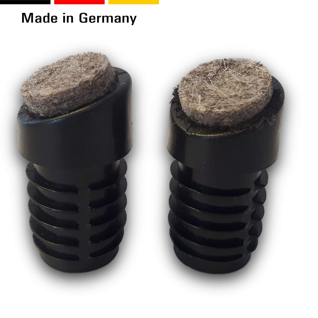 4 St. Stuhlgleiter/Bodenschoner, schräg, mit Filz, für Rundrohre mit Wandstärke 1,5-2 mm - Klama - Möbelzubehör