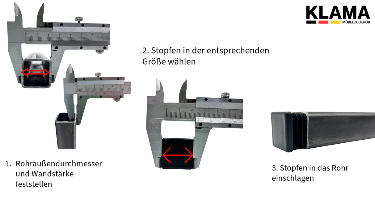 4 Laufrollenhalterungen vierkantig mit Muffe, Kunststoff/Stahl, Schwarz