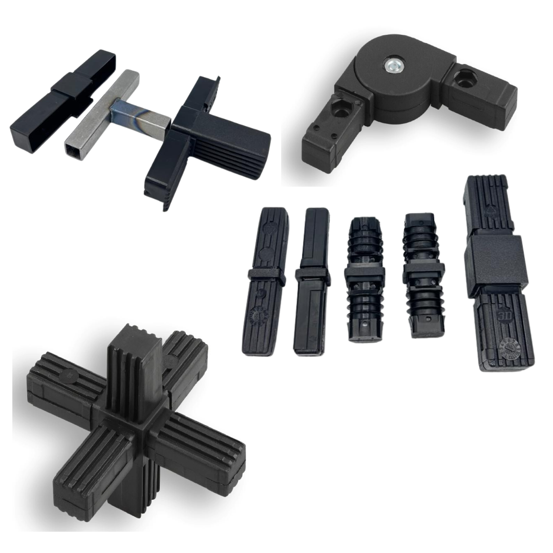 1 Steckverbinder Rohrverbinder für Quadratrohre, Kunststoff/Polyamid, Schwarz