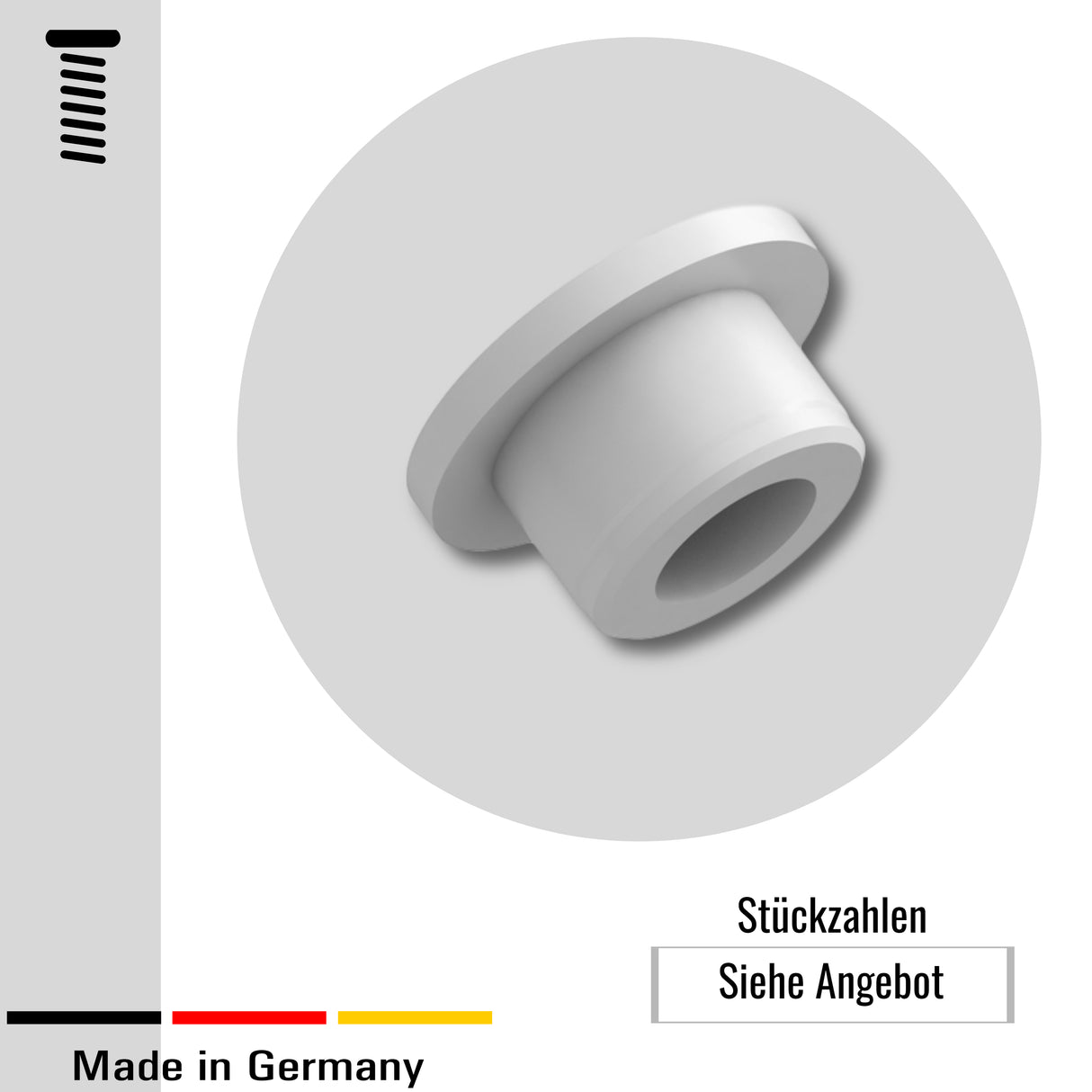 2 Lagerbuchsen, Kunststoff PA, mit Bund, naturfarben, bei den Abmessungen können Toleranzen auftreten (Kopie)